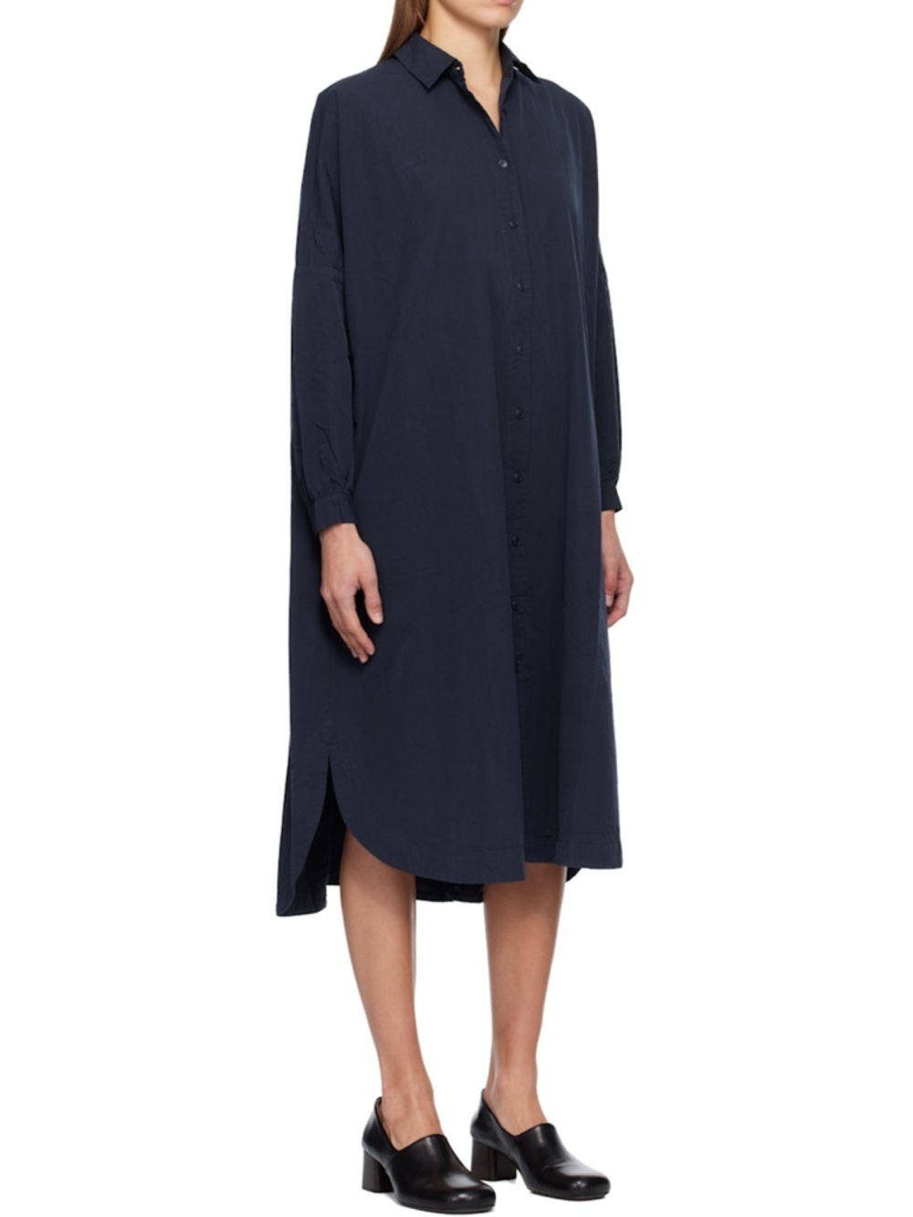Anthropologie Grey Lab Cotton Navy Button-Front Shirt Dress Size Small/Medium